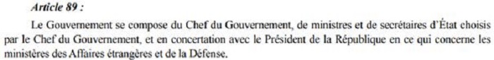 Extrait de l’article 89 de la Constitution de 2014